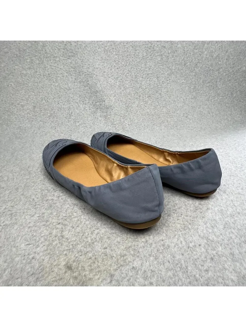 Lucky Brand Ballet Flats Woven Slip On Sz 8.5 Faux Leather Boho Chic Minimalist
